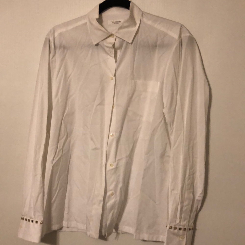 Valentino white shirt with rock studs on sleeve